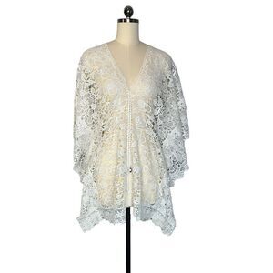 Yumi Kim White Lace Crochet Floral Beach Cover Up | Size S
